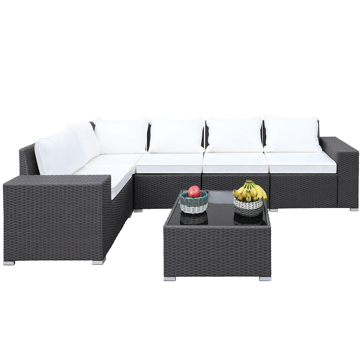 Garden furniture set, outdoor furniture set of 6 pieces, PE rattan segmented