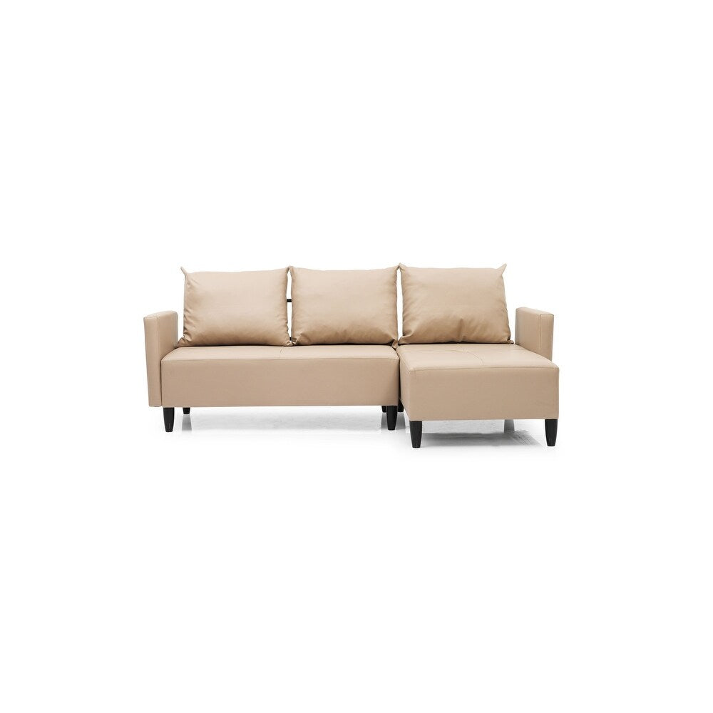 Garen Contemporary Faux Leather Reversible Living Room Sectional