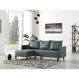 Garen Contemporary Faux Leather Reversible Living Room Sectional
