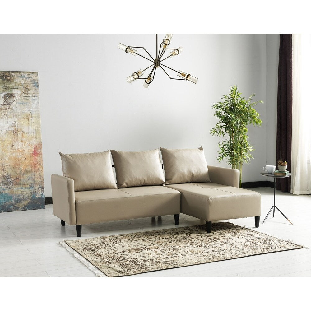 Garen Contemporary Faux Leather Reversible Living Room Sectional