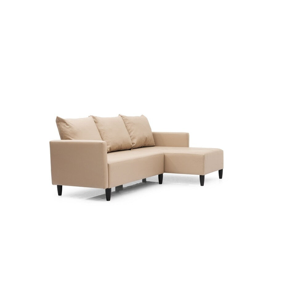 Garen Contemporary Faux Leather Reversible Living Room Sectional