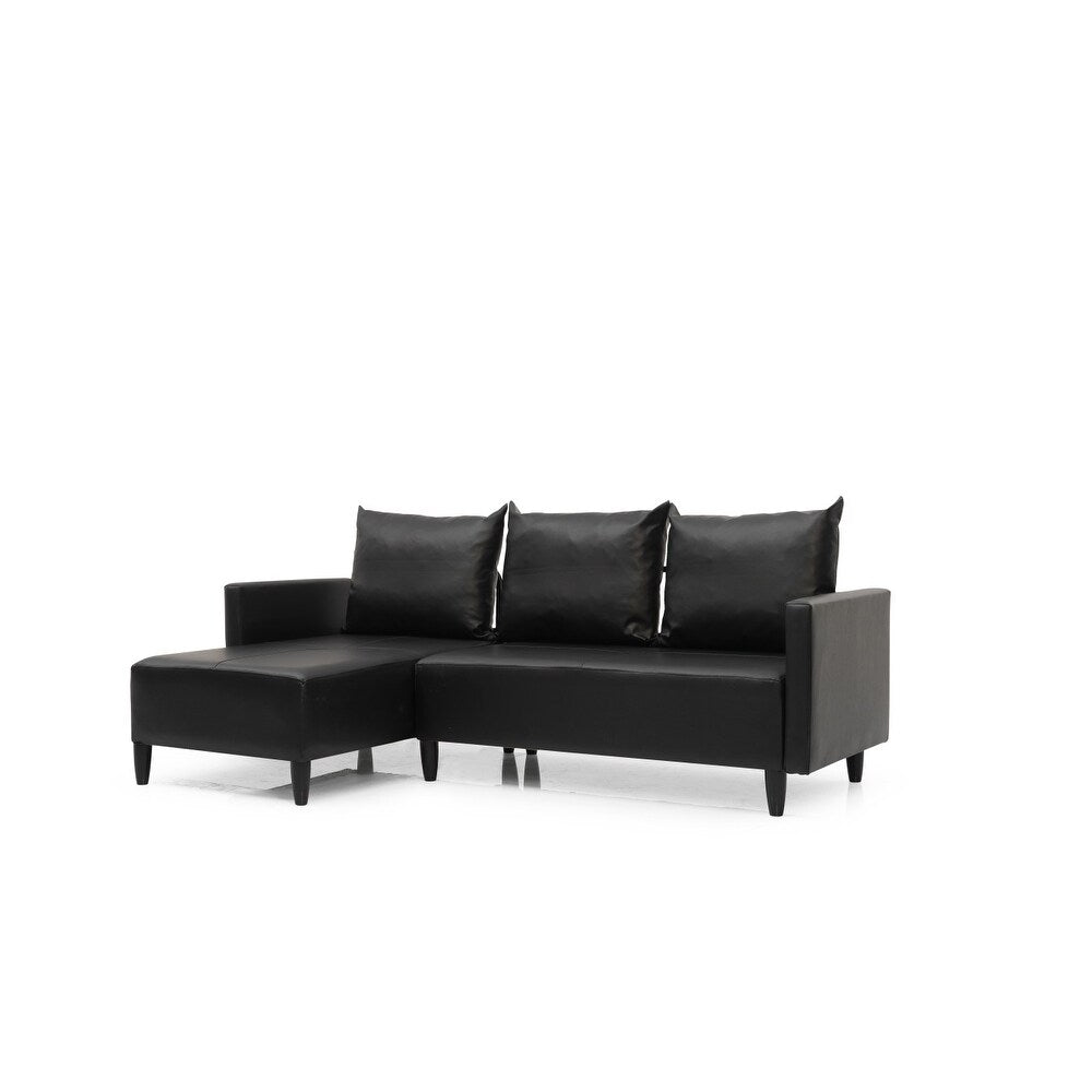 Garen Contemporary Faux Leather Reversible Living Room Sectional