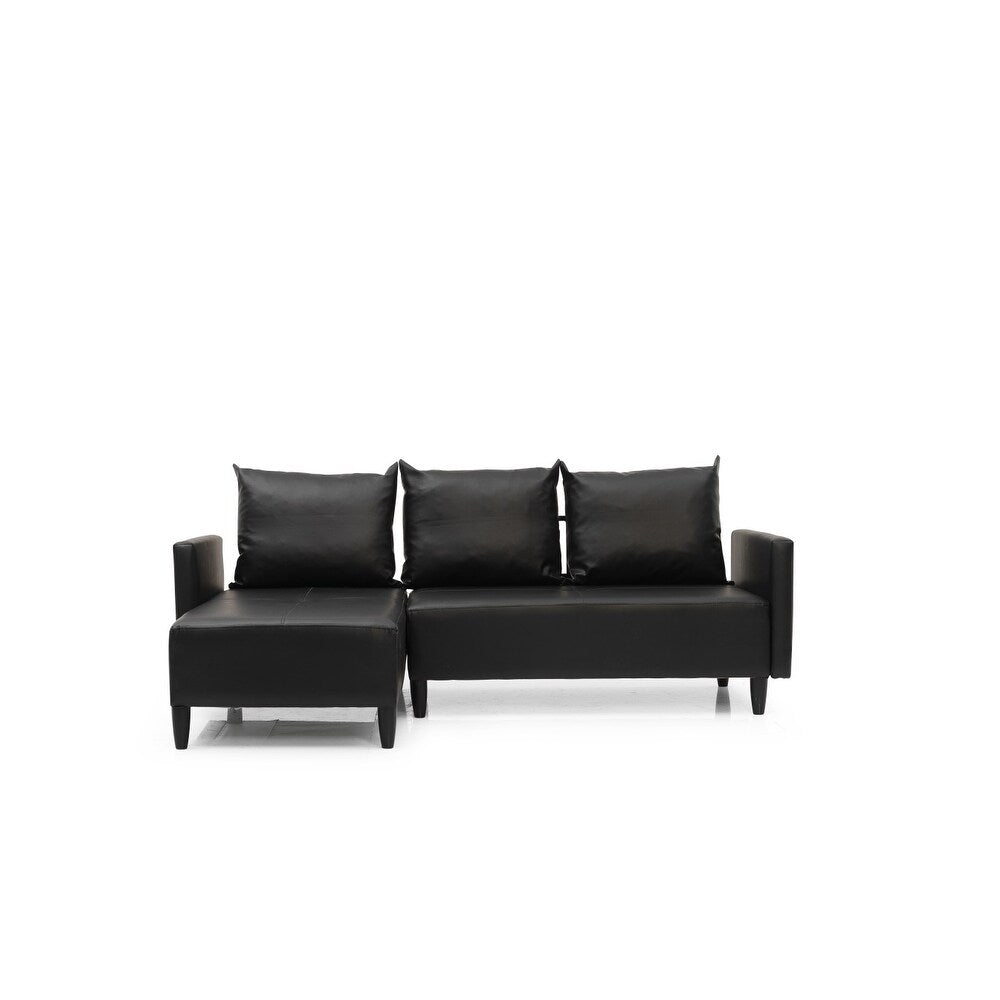 Garen Contemporary Faux Leather Reversible Living Room Sectional
