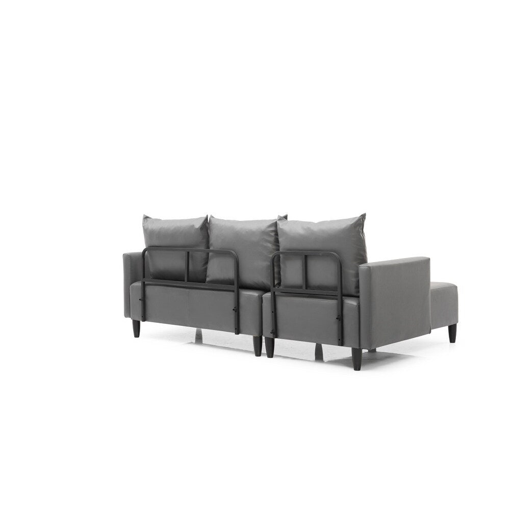 Garen Contemporary Faux Leather Reversible Living Room Sectional