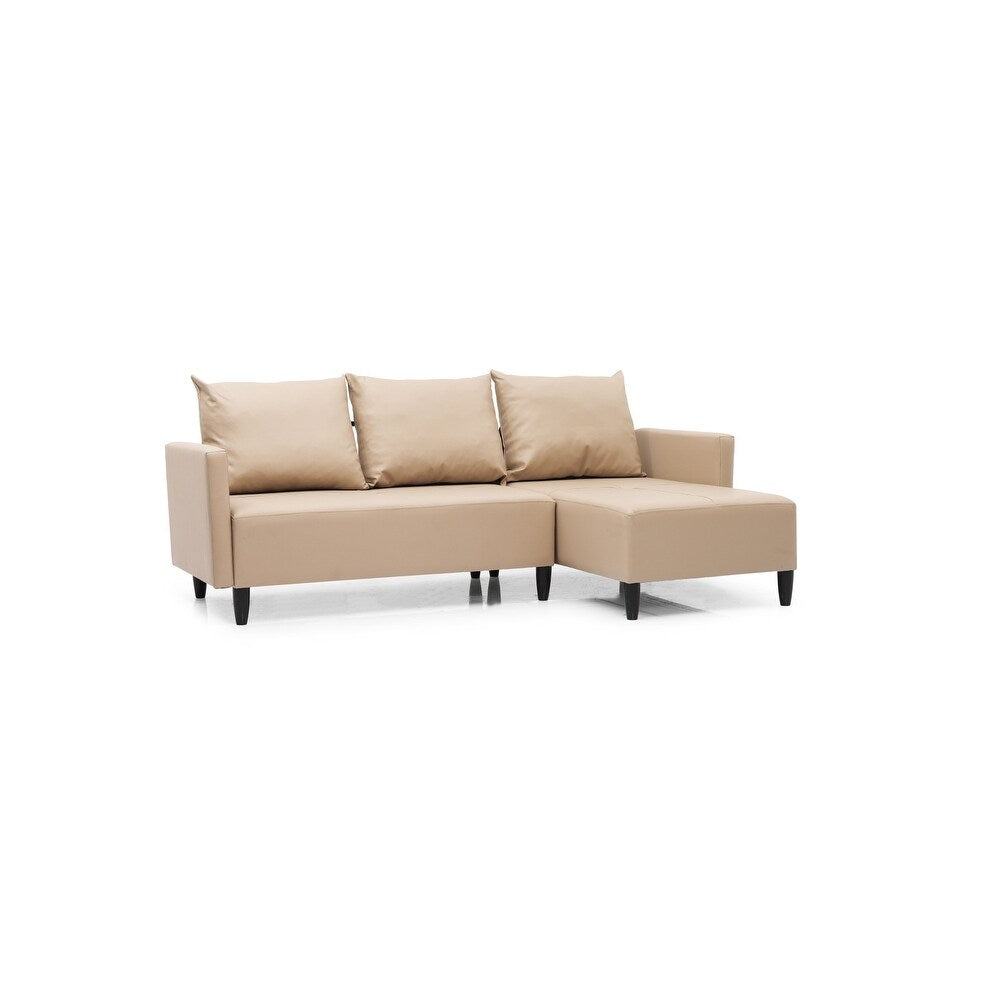 Garen Contemporary Faux Leather Reversible Living Room Sectional