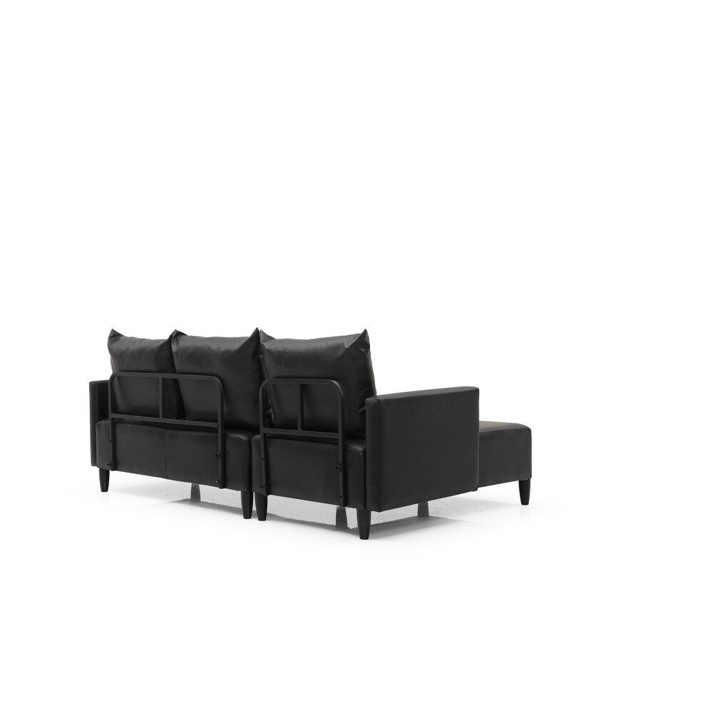 Garen Contemporary Faux Leather Reversible Living Room Sectional