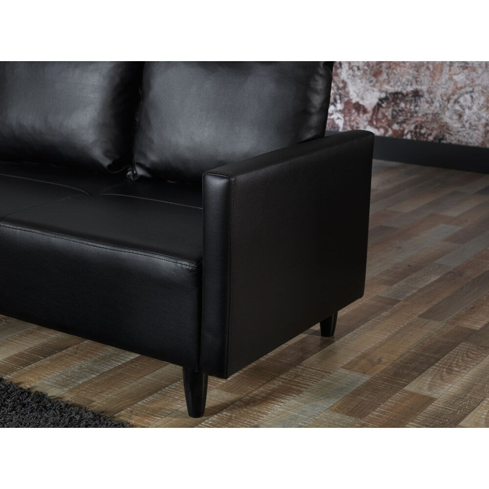Garen Contemporary Faux Leather Reversible Living Room Sectional