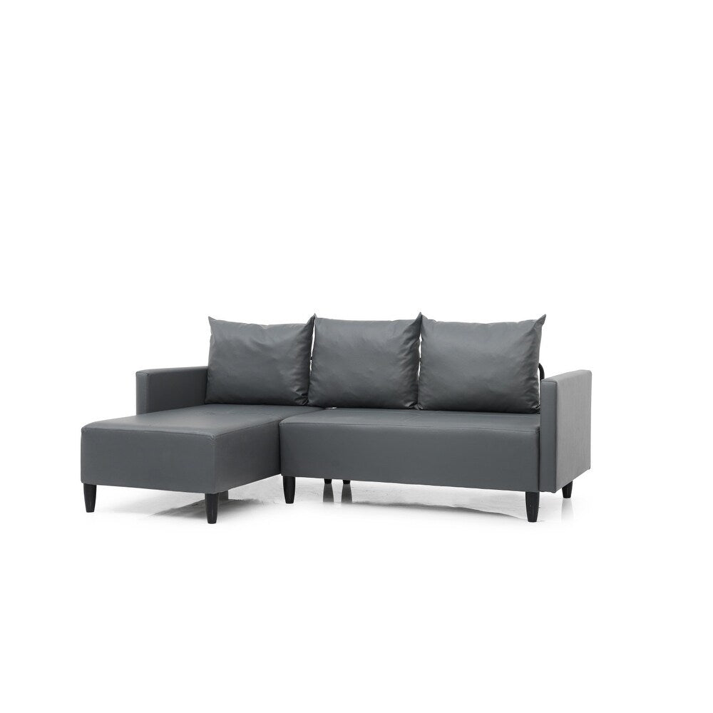 Garen Contemporary Faux Leather Reversible Living Room Sectional