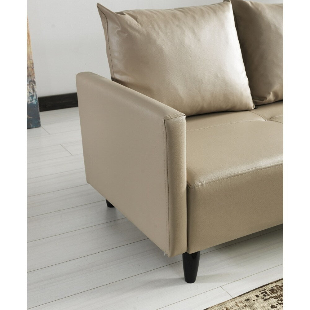 Garen Contemporary Faux Leather Reversible Living Room Sectional