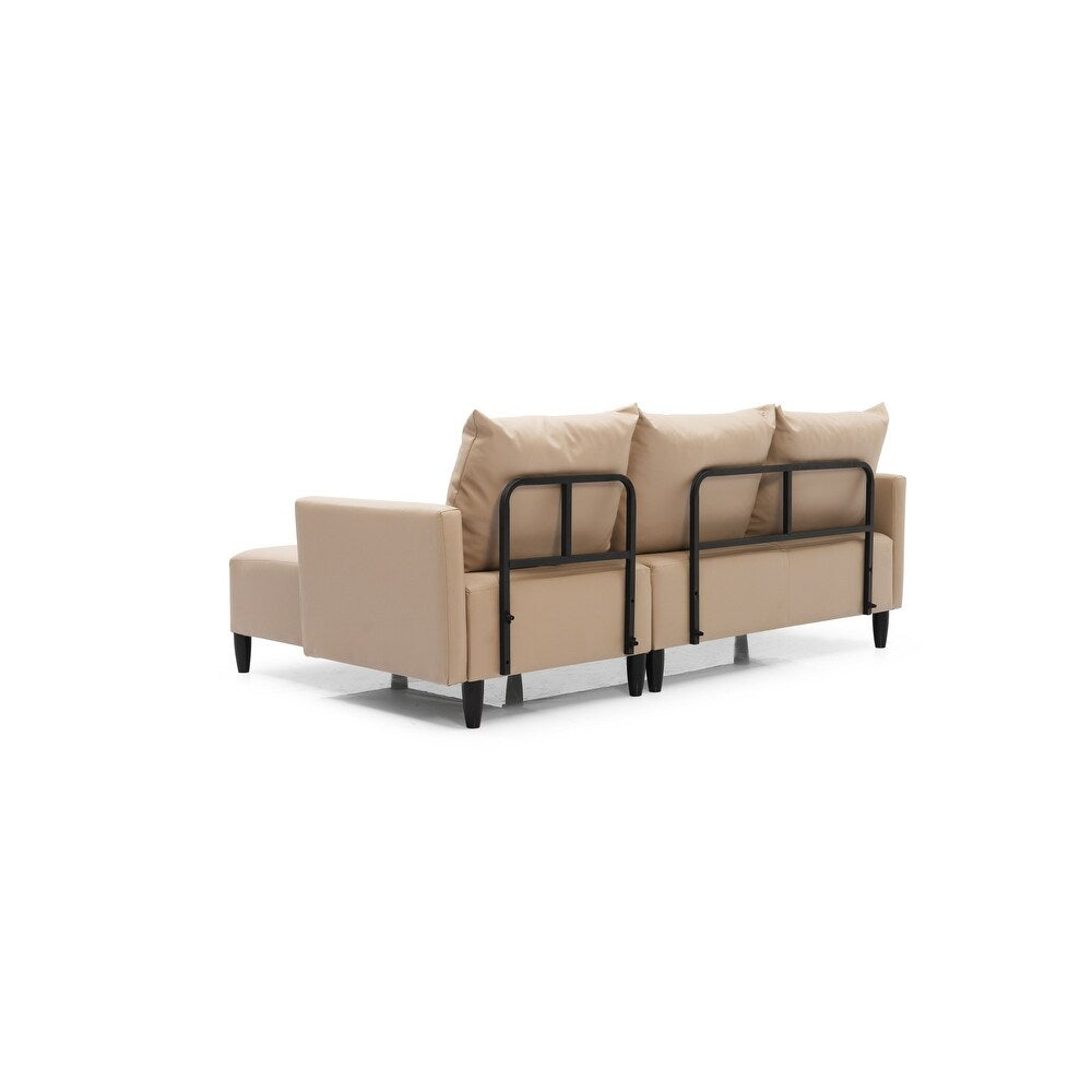 Garen Contemporary Faux Leather Reversible Living Room Sectional
