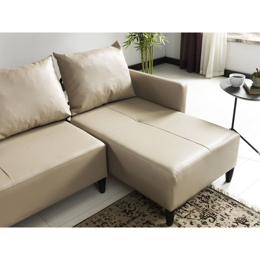 Garen Contemporary Faux Leather Reversible Living Room Sectional