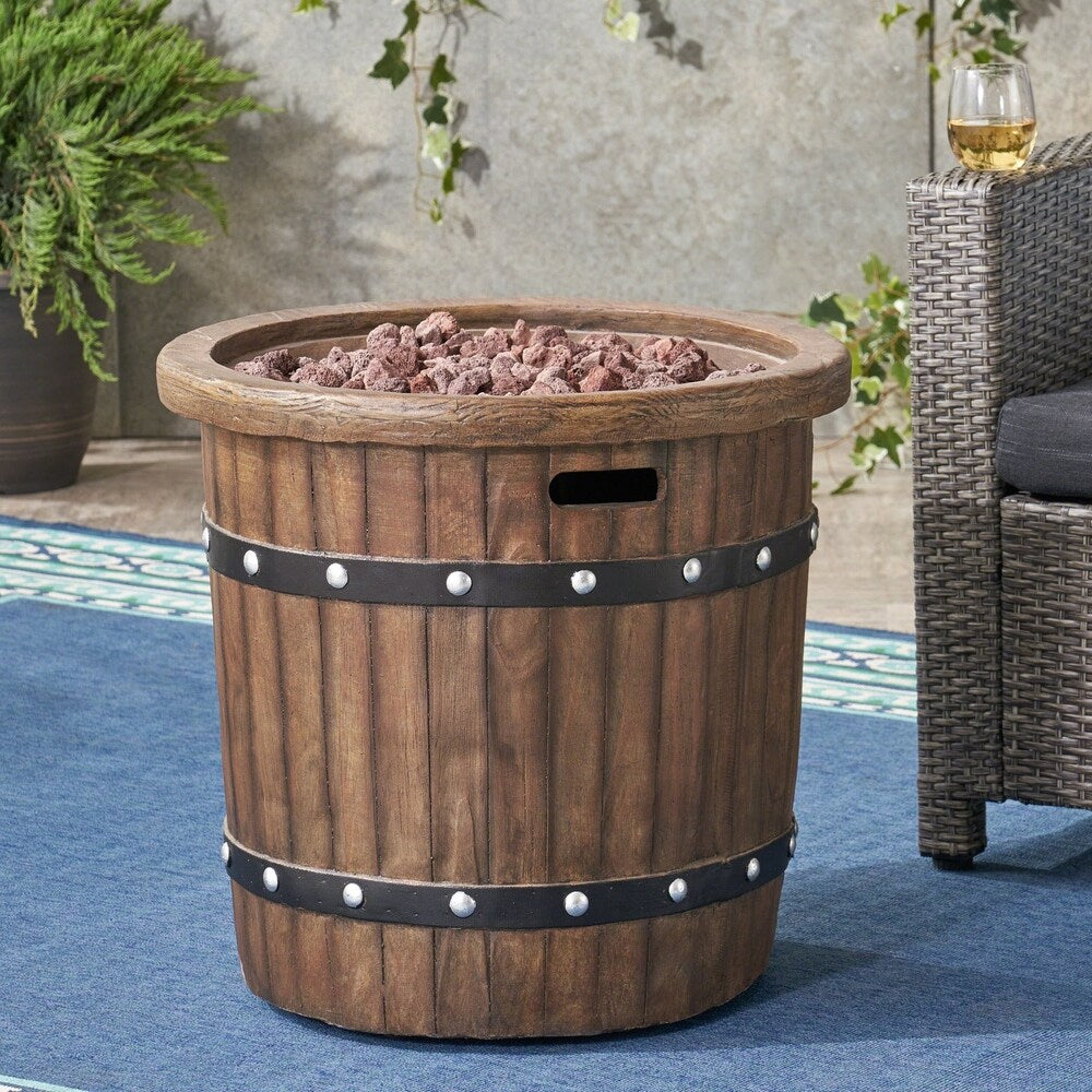 Garland Outdoor 25-Inch Light-Weight Concrete Round Propane Fire Pit by Christopher Knight Home