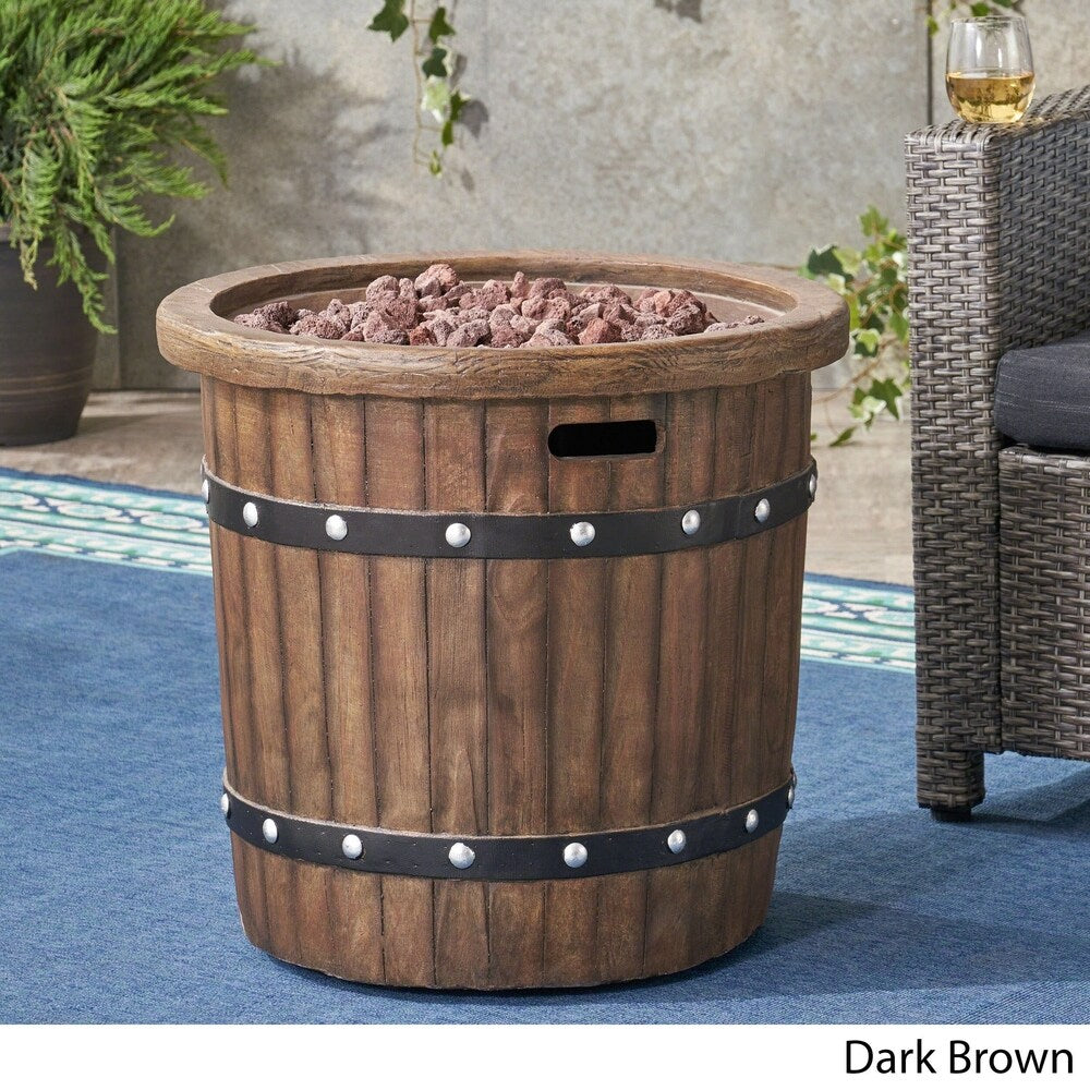 Garland Outdoor 25-Inch Light-Weight Concrete Round Propane Fire Pit by Christopher Knight Home