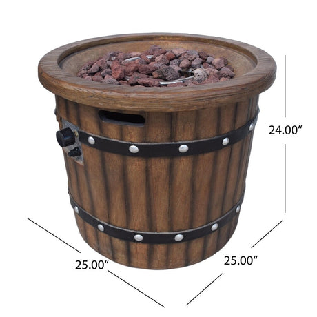 Garland Outdoor 25-Inch Light-Weight Concrete Round Propane Fire Pit by Christopher Knight Home