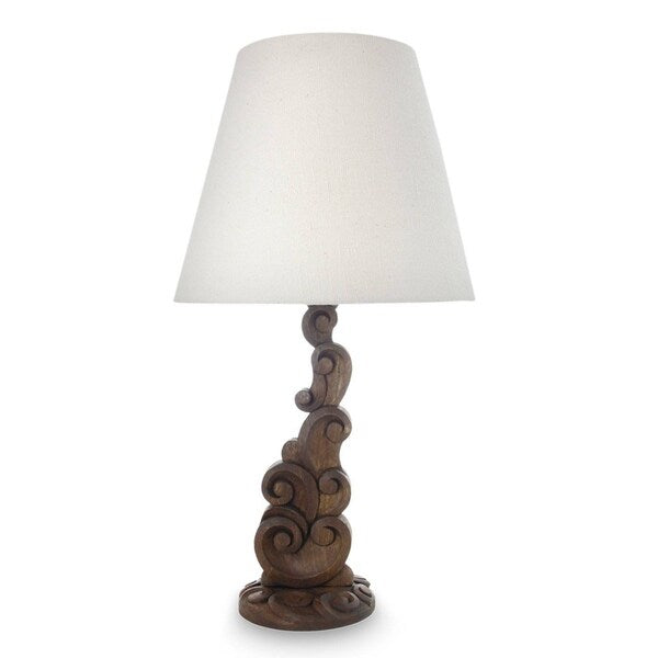 Garland of Light' Hand-carved Swirling Cedar Wood Table Lamp (Mexico)