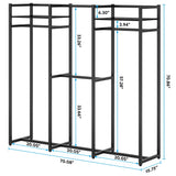 Garment Rack Heavy Duty Clothes Rack Free Standing Closet Organizer with Shelves and 4 hanging Rods - 18" wide