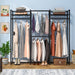 Garment Rack Heavy Duty Clothes Rack Free Standing Closet Organizer with Shelves and 4 hanging Rods - 18" wide
