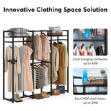 Garment Rack Heavy Duty Clothes Rack Free Standing Closet Organizer with Shelves and 4 hanging Rods - 18" wide
