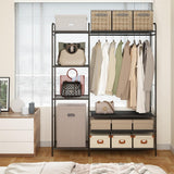 Garment Rack w/Shelves for Hanging Clothes,Free-Standing Clothes Rack