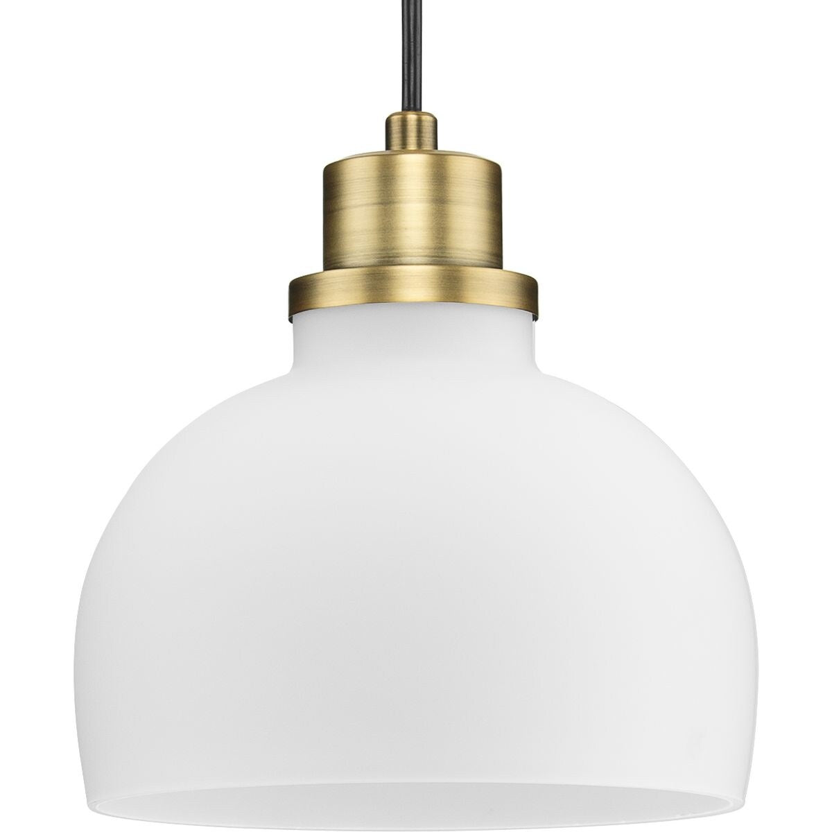 Garris Collection One-Light Vintage Brass Etched Opal Glass Transitional Mini-Pendant - 8 in x 8 in x 8.25 in