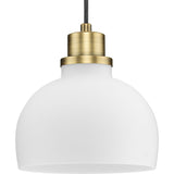 Garris Collection One-Light Vintage Brass Etched Opal Glass Transitional Mini-Pendant - 8 in x 8 in x 8.25 in