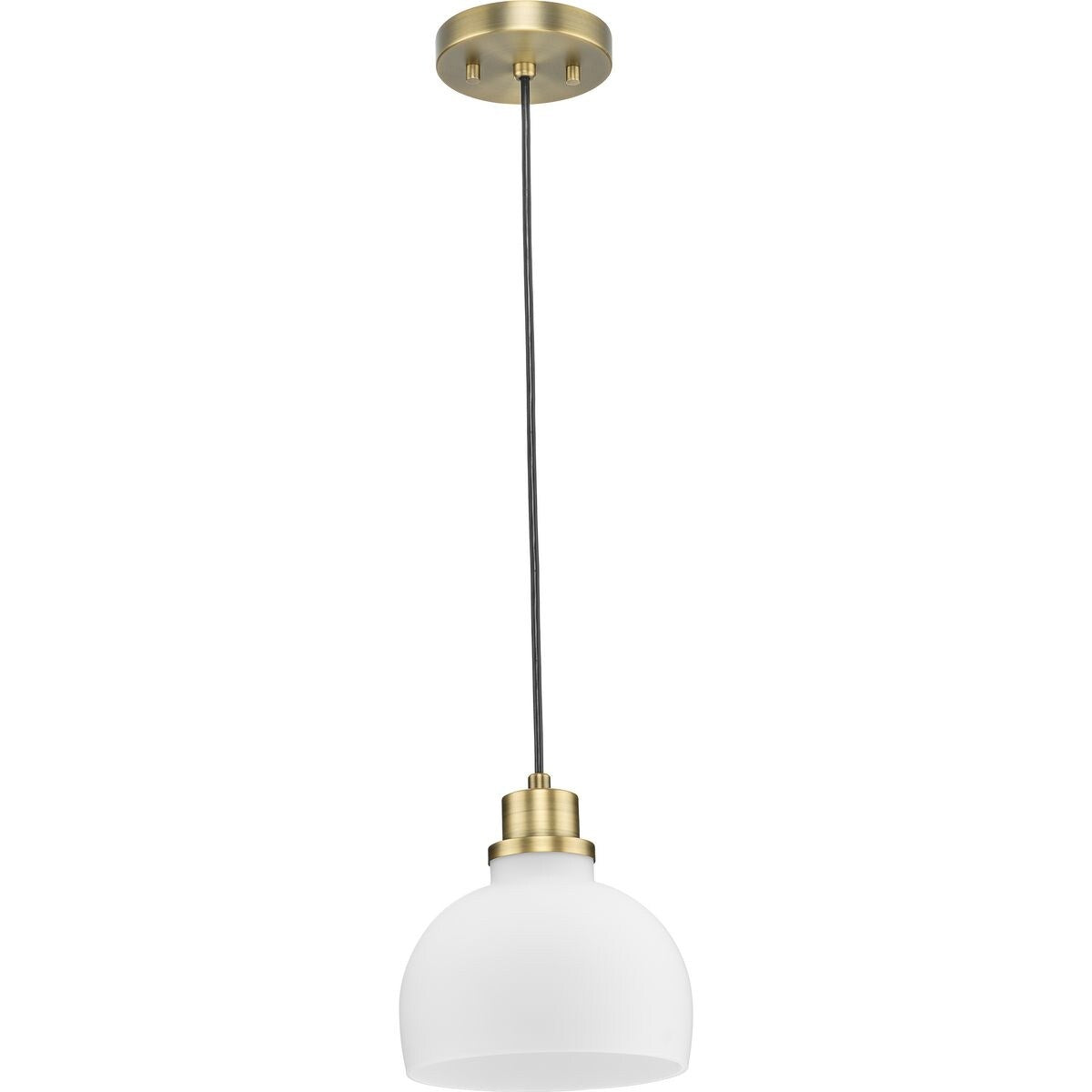 Garris Collection One-Light Vintage Brass Etched Opal Glass Transitional Mini-Pendant - 8 in x 8 in x 8.25 in