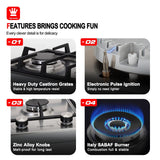 GASLAND 12" Built-in Gas Stove Top Stainless Steel 2 Sealed Burners LPG Natural Gas Cooktop, ETL
