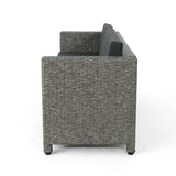 Gastman Outdoor 7 Seater Wicker Chat Set with Fire Pit by Christopher Knight Home