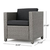 Gastman Outdoor 7 Seater Wicker Chat Set with Fire Pit by Christopher Knight Home