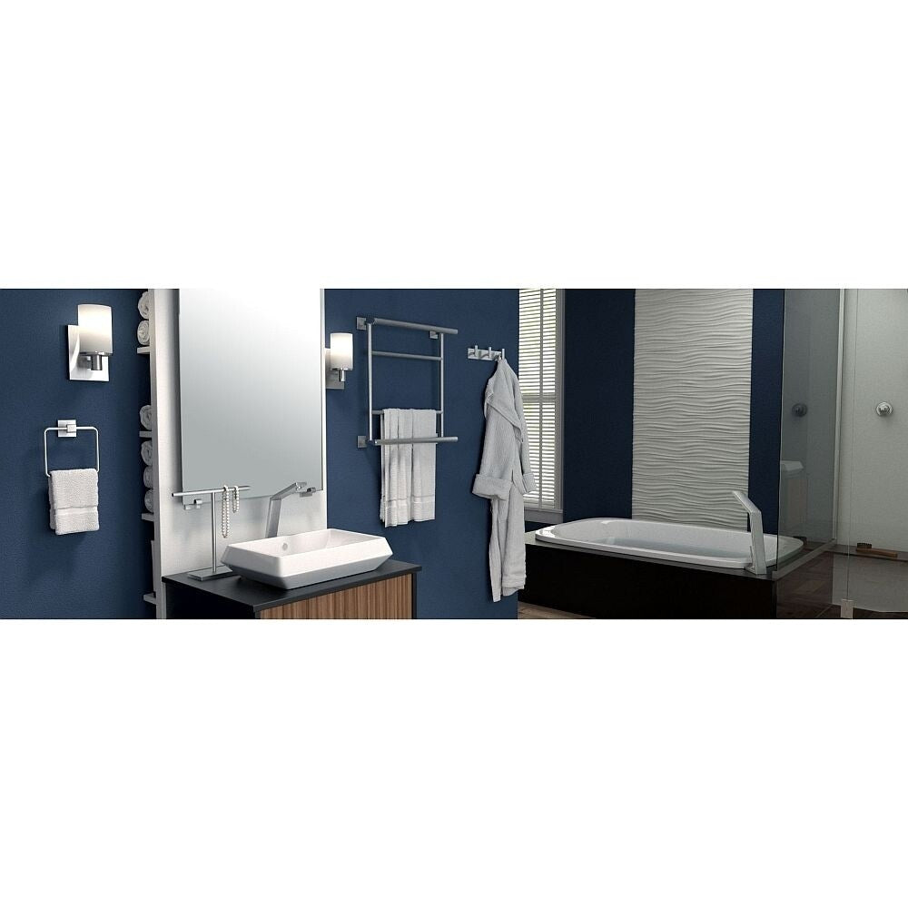 Gatco Elevate 7-Piece Bathroom Accessory Kit with Mirror and Wall Sconces - Satin Nickel