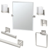 Gatco Elevate 7-Piece Bathroom Accessory Kit with Mirror and Wall Sconces - Satin Nickel