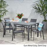 Gaven Tempered Glass/Aluminum 7-piece Outdoor Dining Set by Christopher Knight Home