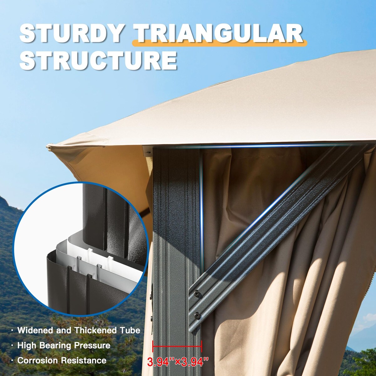 Gazebo 10x20FT, Outdoor Gazebo with Double Roofs, Privacy Curtains, Mosquito Nettings, Heavy Duty Metal Frame Party Tent