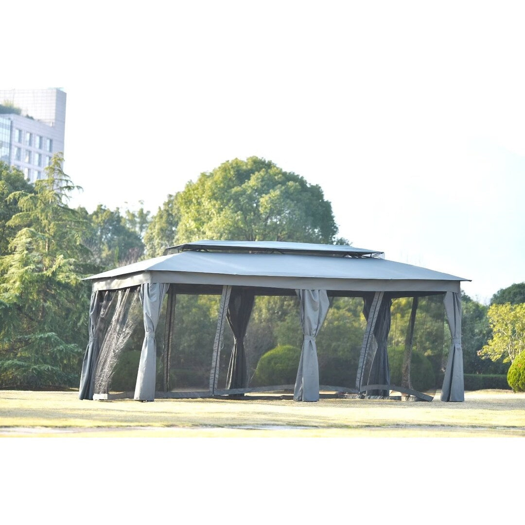 Gazebo with Oxford Cloth & Mosquito Nets Double Top Design Zipper Design Ultraviolet-proof Waterproof