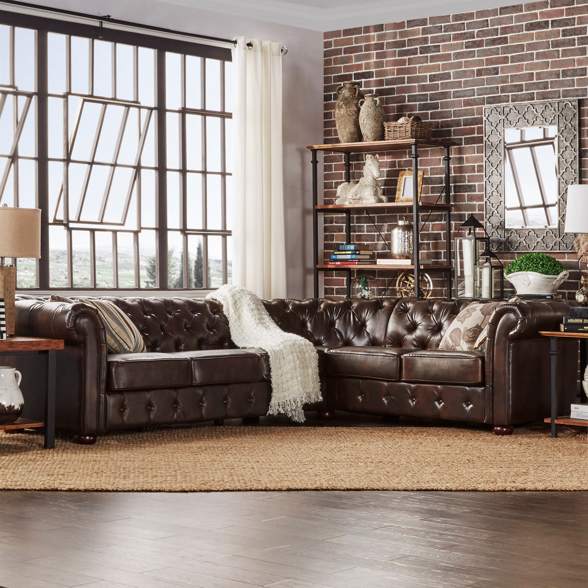 Gdansk 6-Seat L-Shaped Chesterfield Sectional Sofa