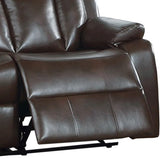 Gel Leatherette Manual Motion Reclining Loveseat with USB Port in Brown