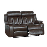 Gel Leatherette Manual Motion Reclining Loveseat with USB Port in Brown