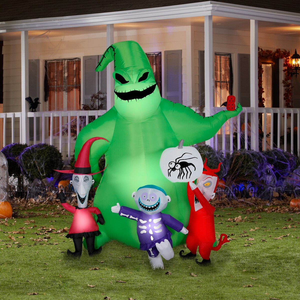 Gemmy Airblown Oogie w/Creatures Scene Disney, 7 ft Tall, Green