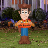 Gemmy Airblown Woody w/Banner Disney, 3.5 ft Tall, orange