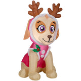 Gemmy Christmas Airblown Inflatable Skye in Pink Snow Outfit w/Antlers Nick, 3.5 ft Tall, pink