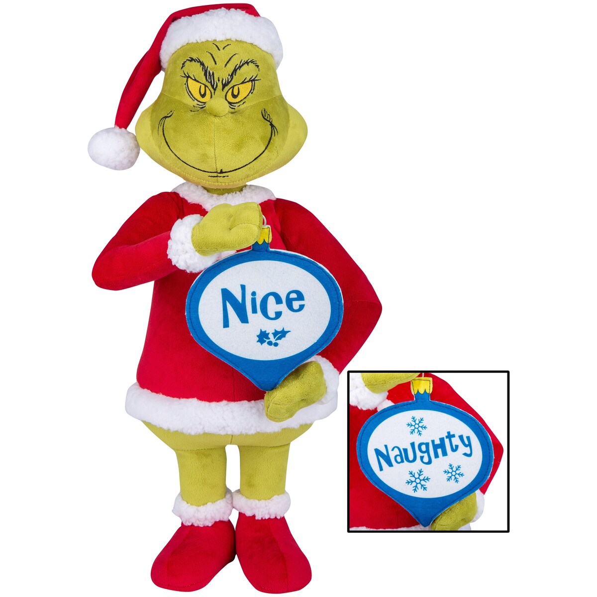 Gemmy Holiday Greeter Grinch w/Naughty and Nice Ornament OPP Dr. Seuss, Multicolored