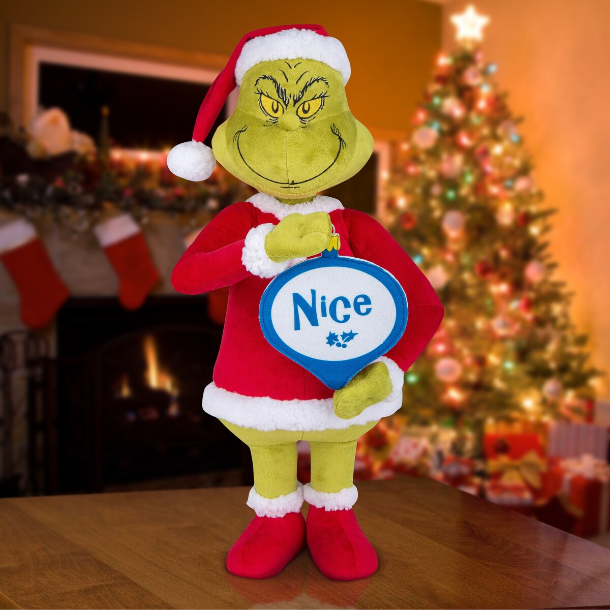 Gemmy Holiday Greeter Grinch w/Naughty and Nice Ornament OPP Dr. Seuss, Multicolored