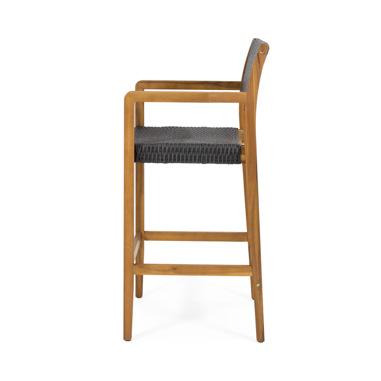 Genesee Outdoor Acacia Wood Barstools with Wicker (Set of 2) by Christopher Knight Home