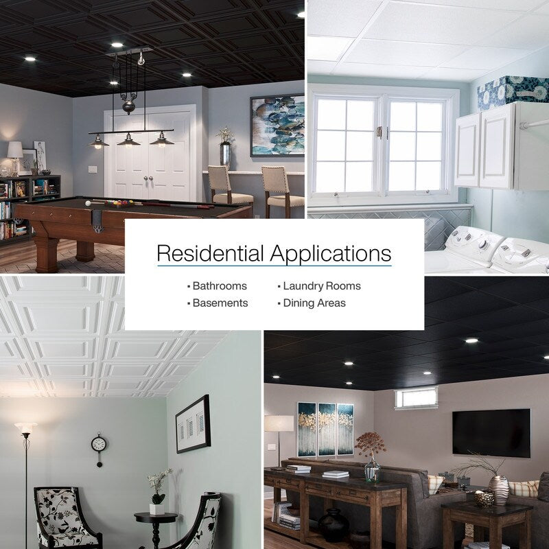 Genesis Black Smooth Pro 2 x 2 ft. Lay-in Ceiling Tiles