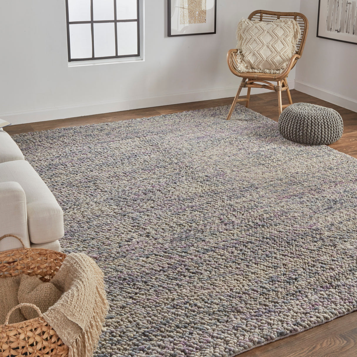 Genet Modern Eco Marled Bouclé Rug Accent Rug, Chracoal Gray
