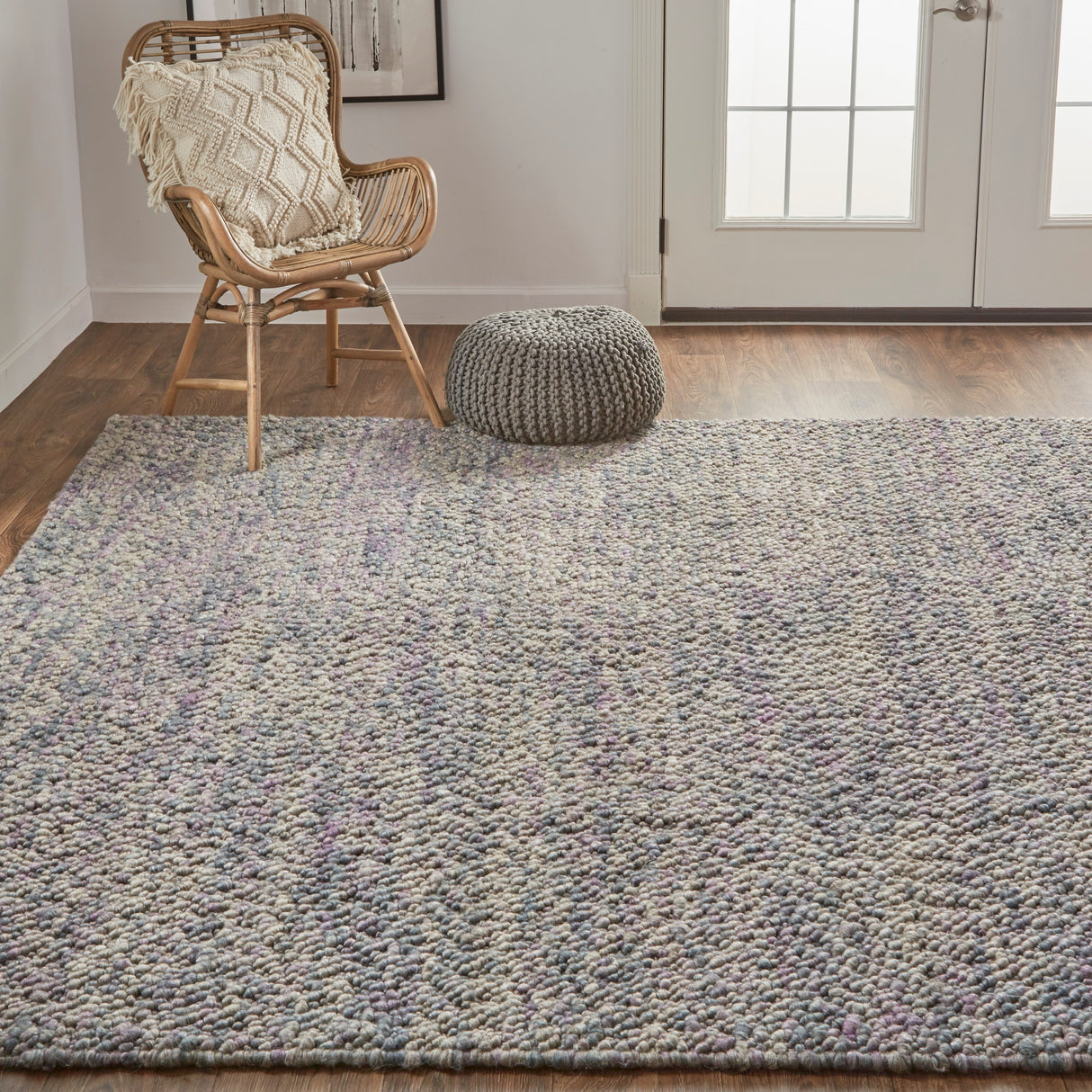 Genet Modern Eco Marled Bouclé Rug Accent Rug, Chracoal Gray