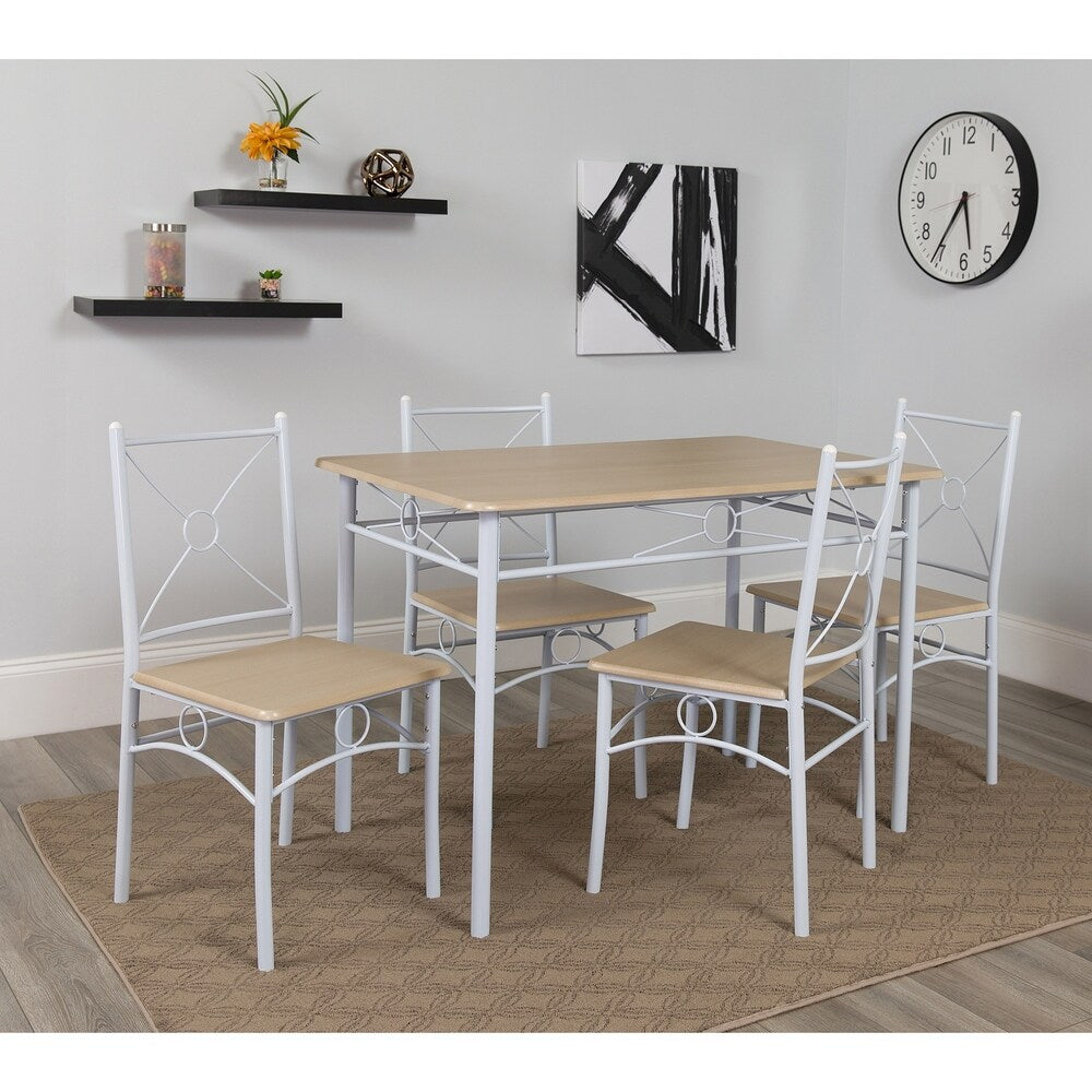 Geneva Cross Back Dining Set with Natural Finish