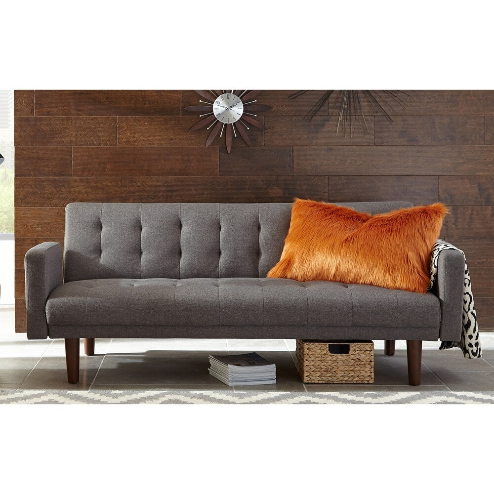 Genna Transitional Grey Futon Sofa Bed