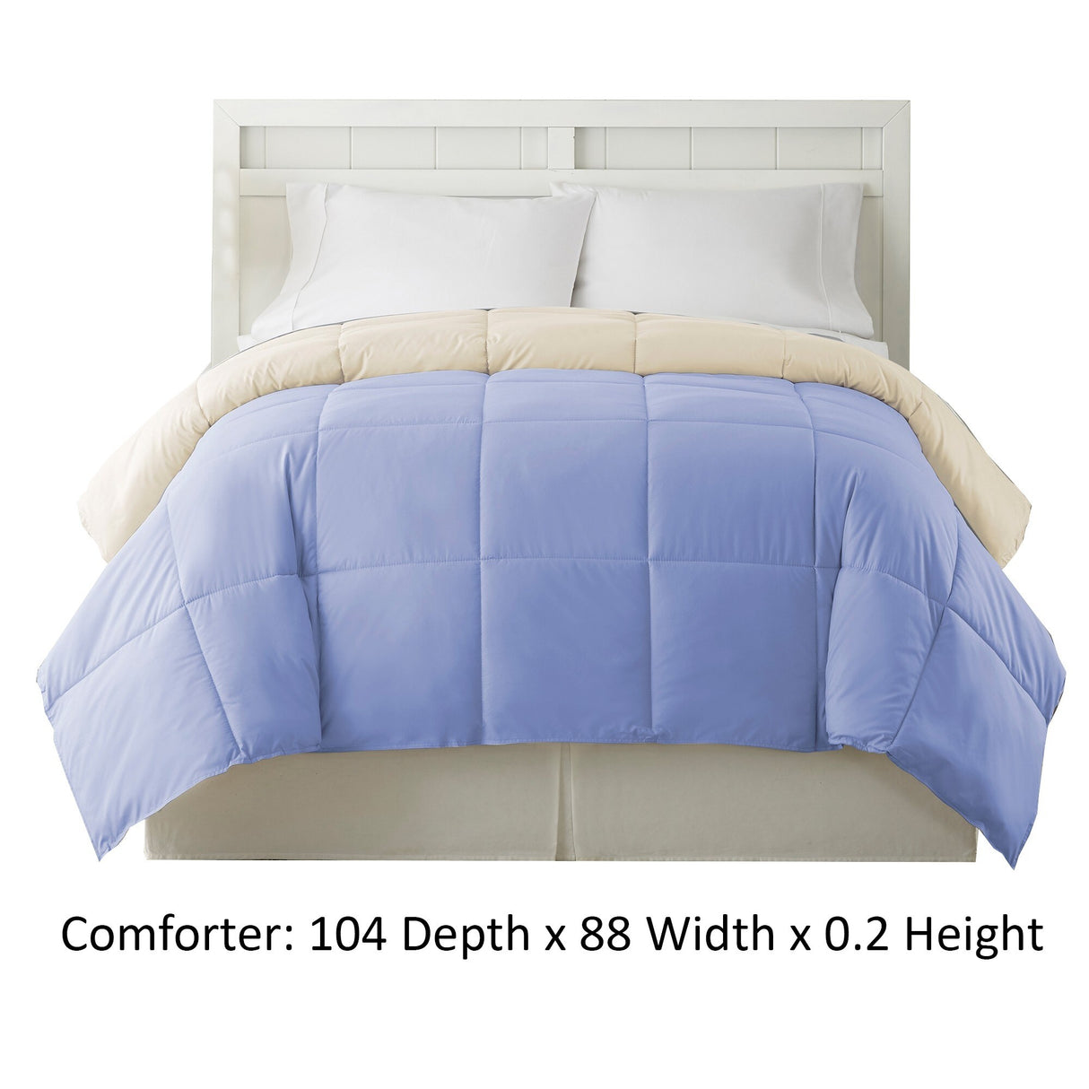 Genoa King Size Box Quilted Reversible Comforter The Urban Port, Blue and Cream