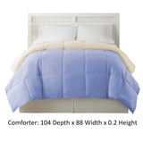 Genoa King Size Box Quilted Reversible Comforter The Urban Port, Blue and Cream